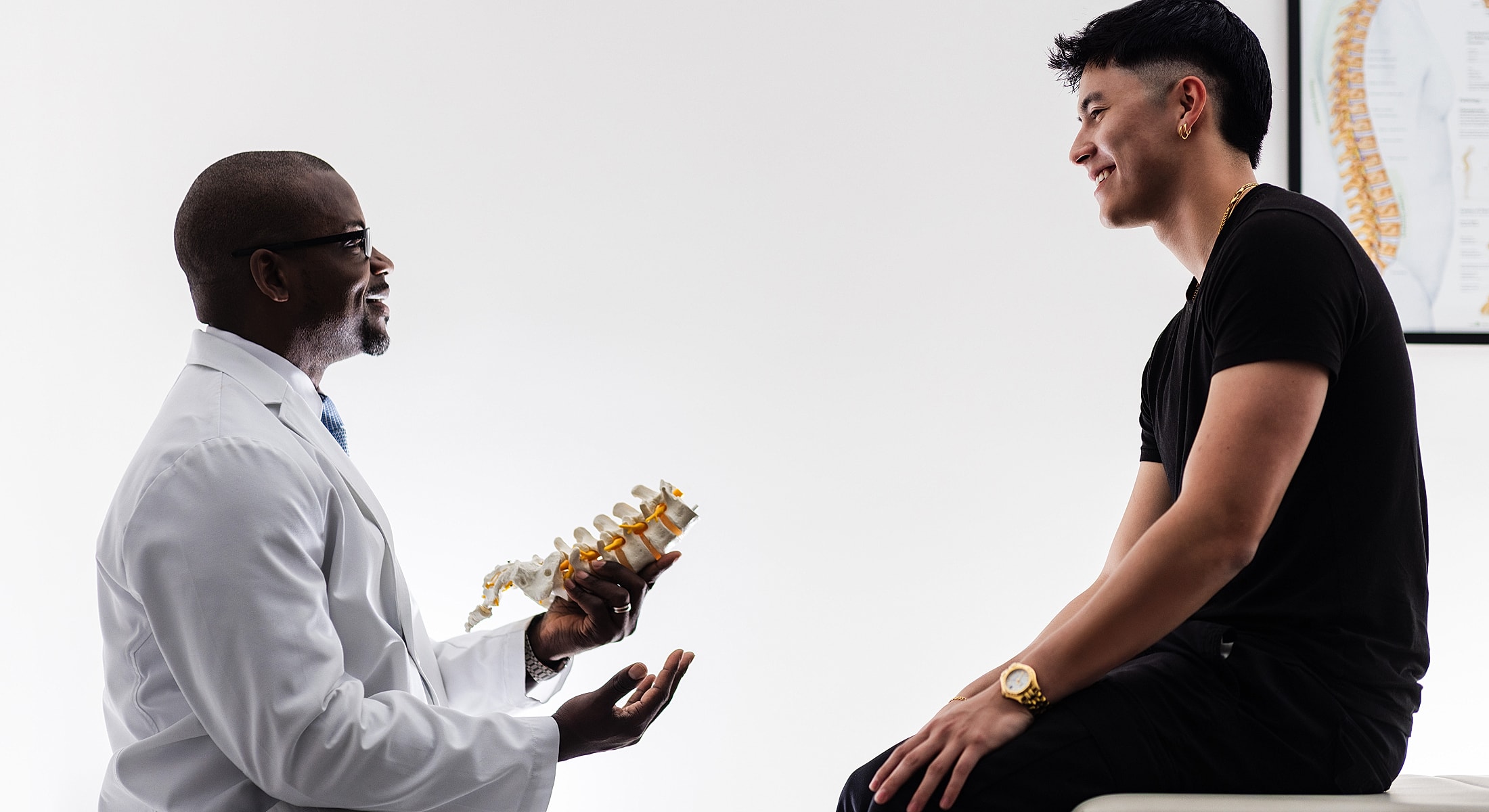 Patient interacting with a healthcare professional.
